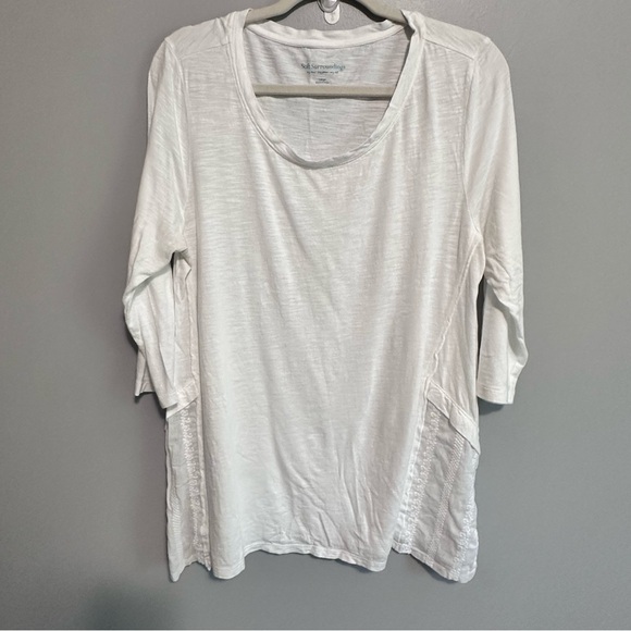 Soft Surroundings Women’s Tunic Top Large White Textured Sides - Picture 1 of 5